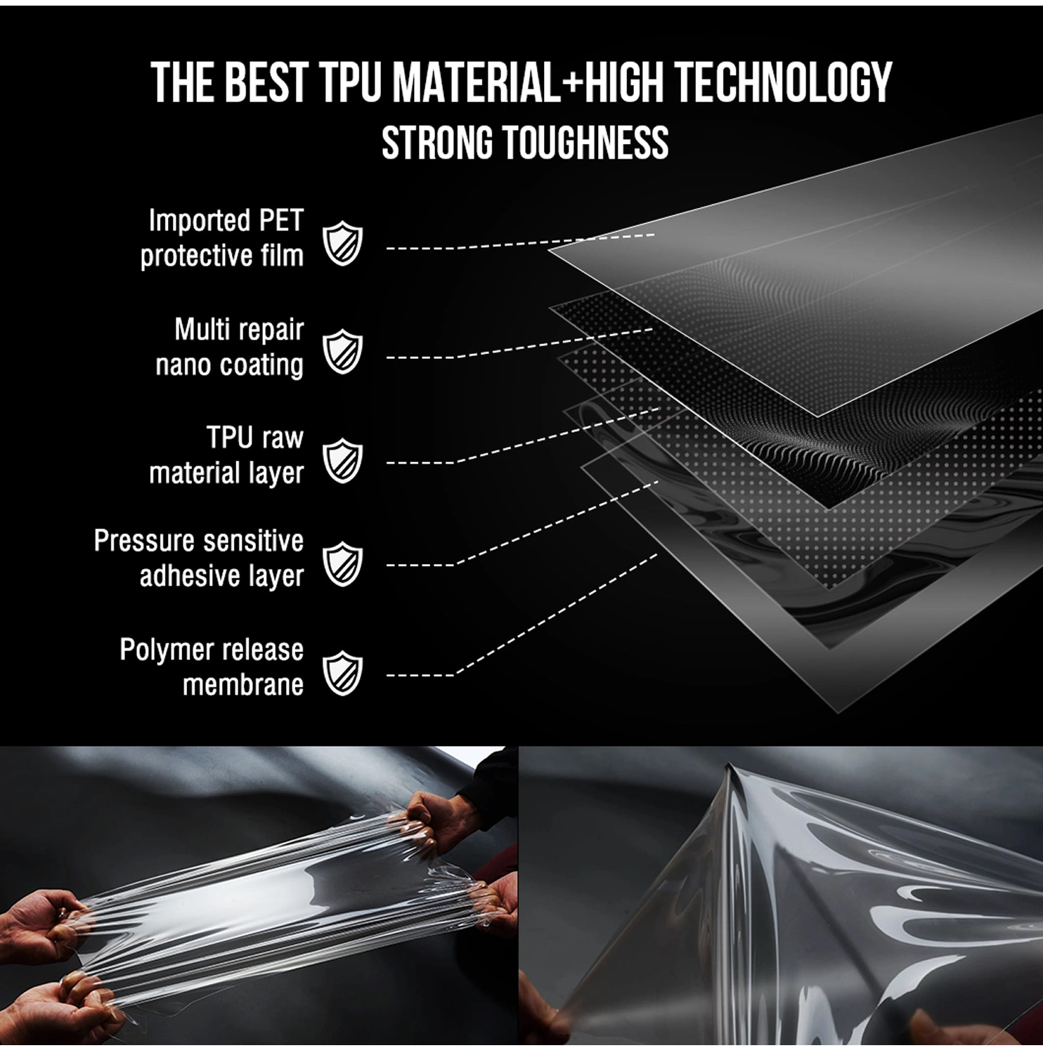 Защитная пленка для краски из TPU прозрачная глянцевая